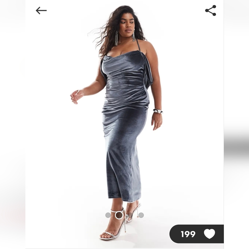 🎊HP🎉 ASOS Curve Velvet Cowl Back Midi Dress - Picture 4 of 6